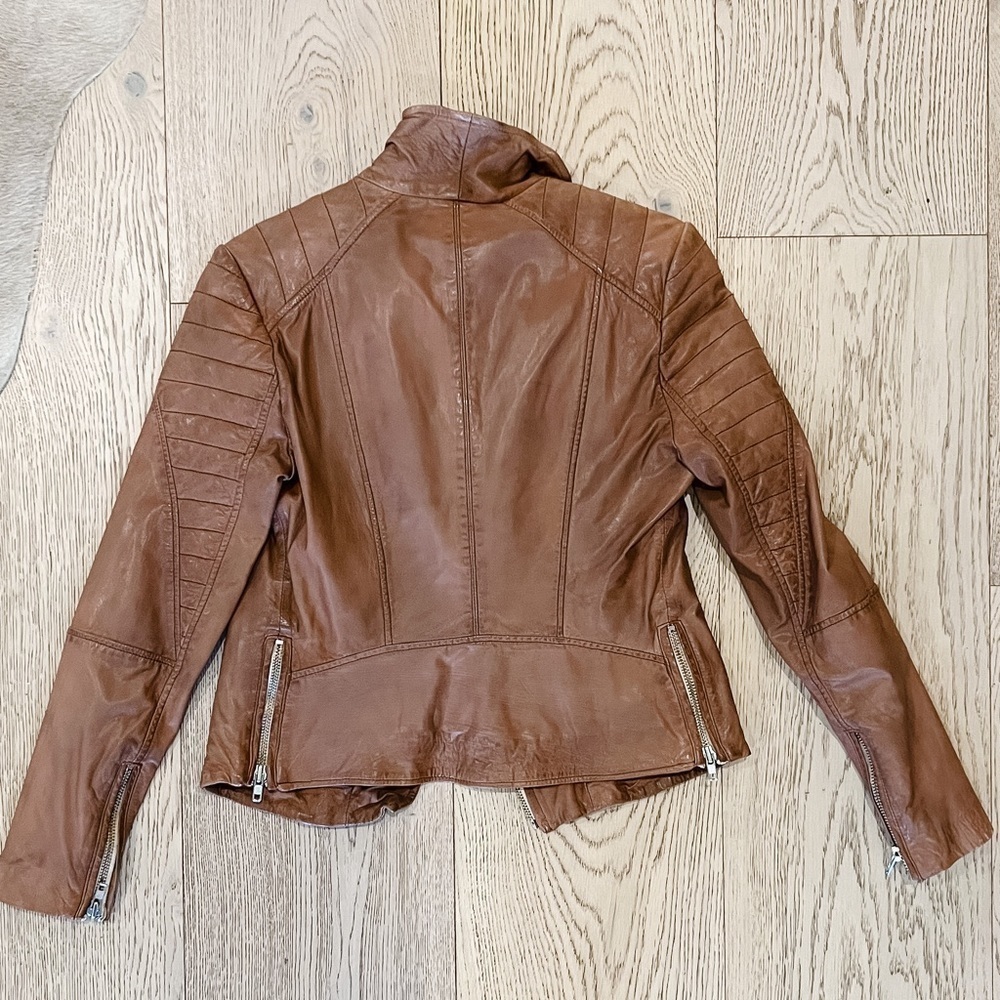Muubaa Indus Leather Biker (Moto) Jacket in COGNAC. - Picture 5 of 8